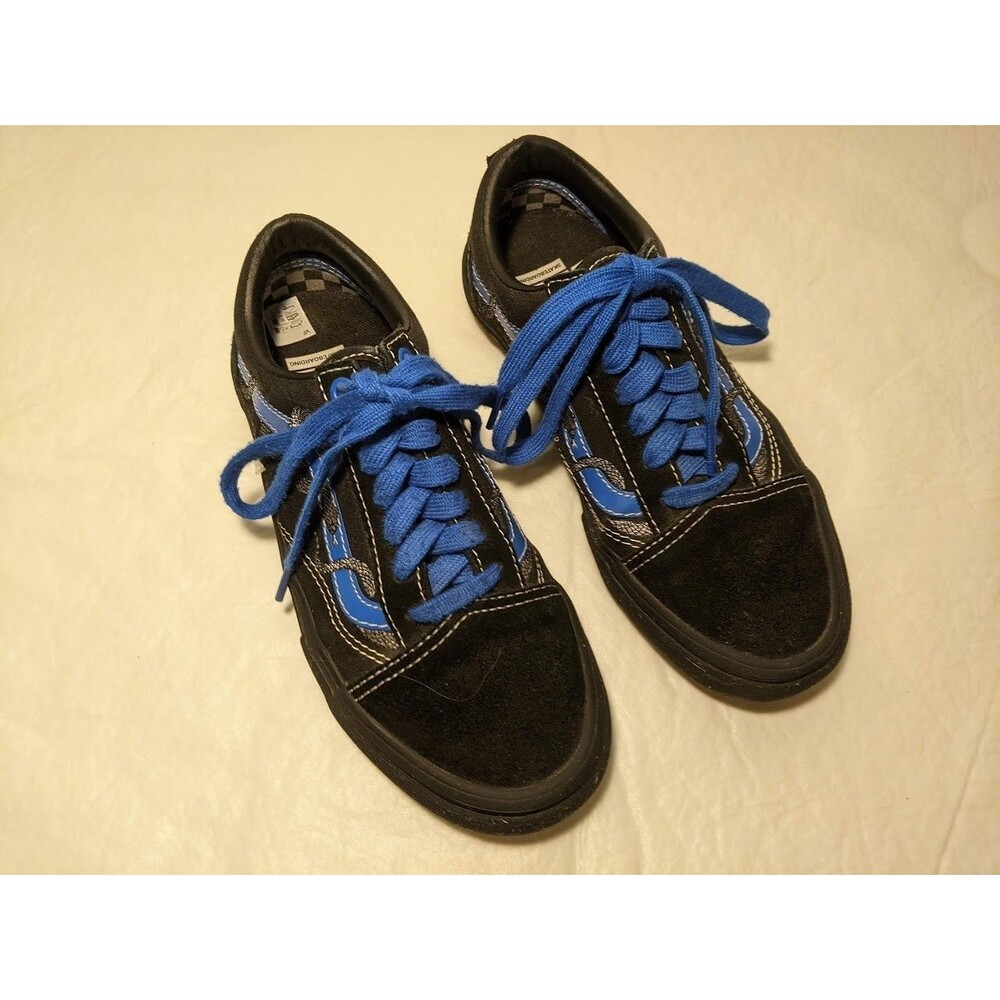 Vans Size 4.5 Breana Geering Youth Skate Old Skool Black Blue Snake